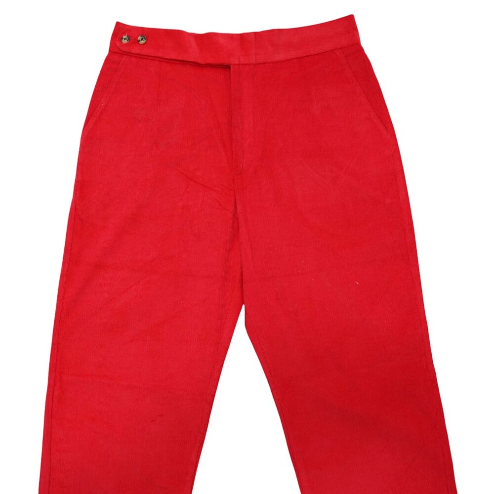 Mens 32 Gurkha Pants Red Corduroy High Waist Flat Front Straight Fit Trousers